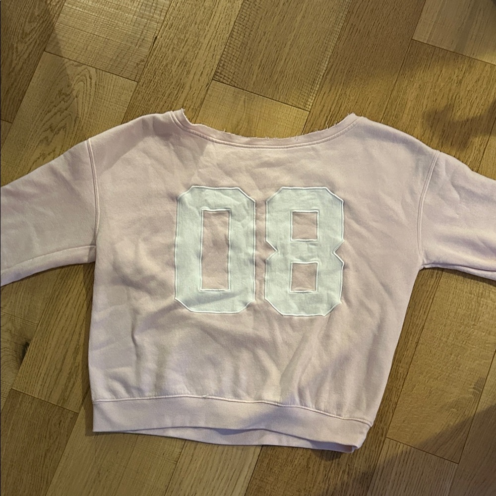 Pink Graphic off shoulder Sweatshirt